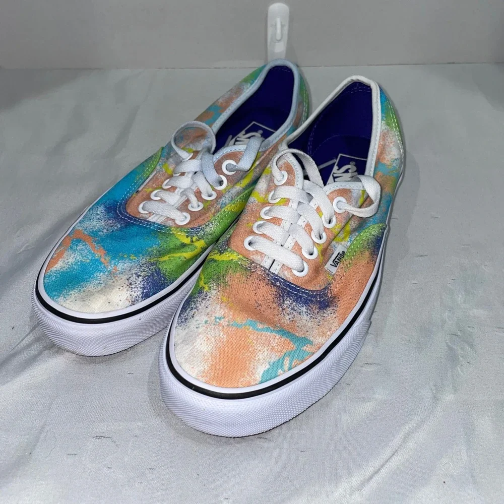Vans Authentic Multi Color Abstract Splash Canvas Sneakers Womens 9 Mens 7.5